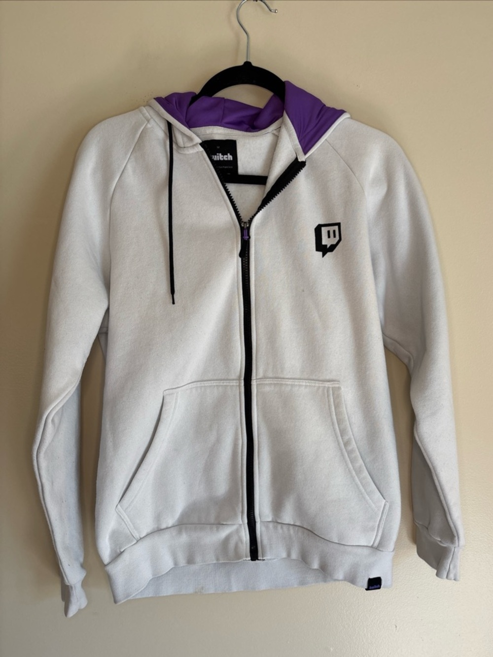 Twitch Men’s Graphic Zip Up Hoodie Gray And Purple Size M